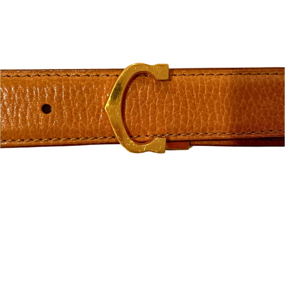 Cartier Men’s vintage camel belt with Gold “C” buckle